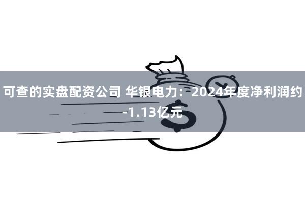 可查的实盘配资公司 华银电力：2024年度净利润约-1.13亿元